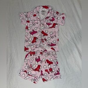American Farm Company Bamboo Toddler Pajamas Size 3T Pink Hearts Cows